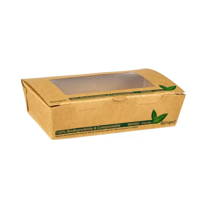 PLA Tuck Top Kraft Window Salad Boxes (3 sizes)