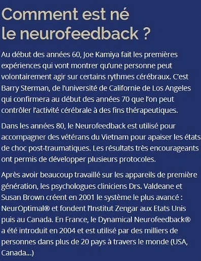 Création du neurofeedback et développement de NeurOptimal neurofeedback dynamique NeuroMoov