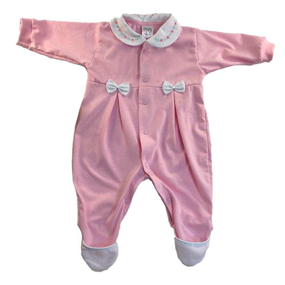 2509 - MAC. MALHA LONGO LACINHOS E GOLA BORDADA (ROSA/ROSÊ/AMARELO)