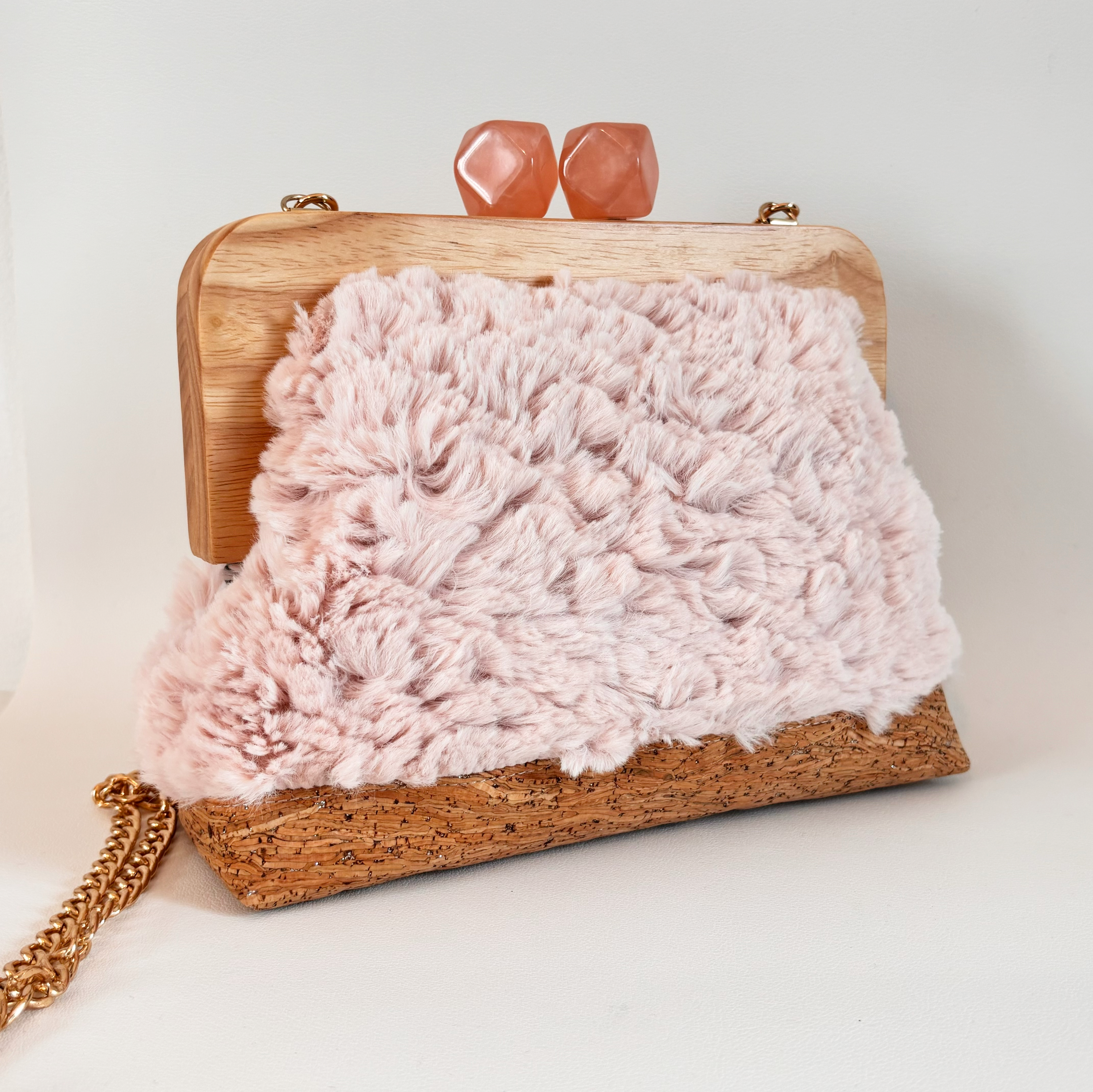 Sac Lotus - Liège et Fausse fourrure rose