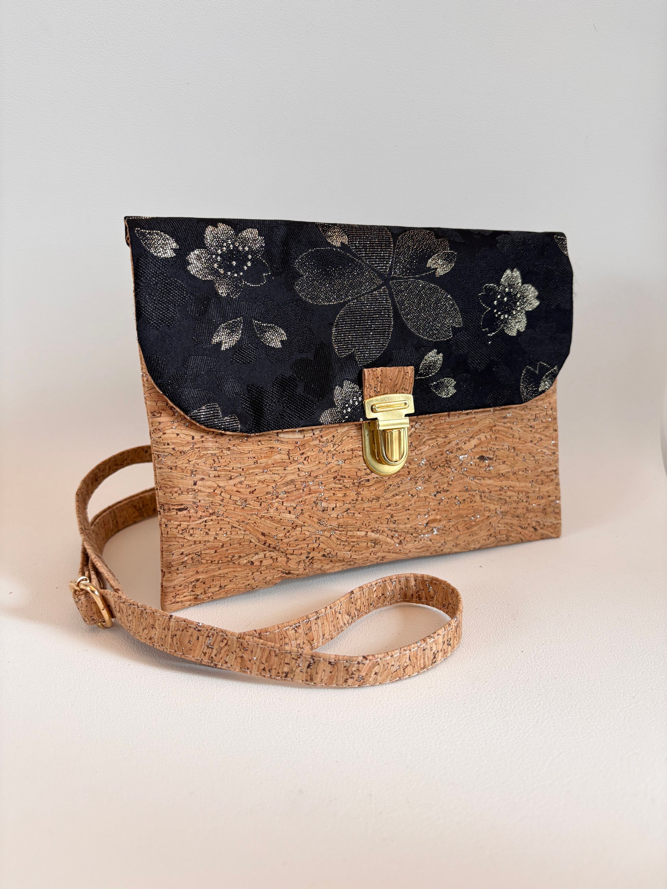 Pochette Maxi Paper Brocart sakura noir et doré