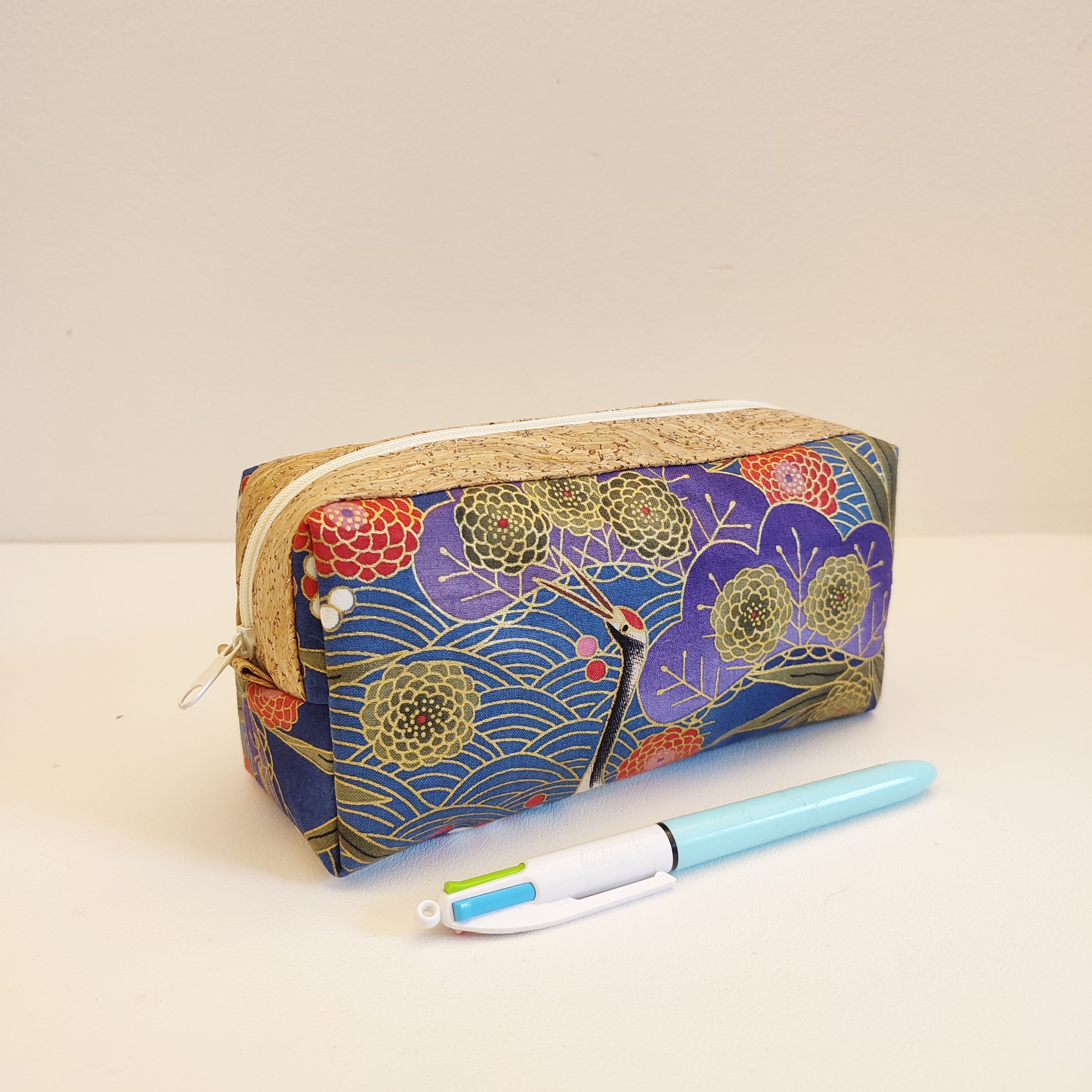 Trousse Cubbo - Coton japonais grue - bleu