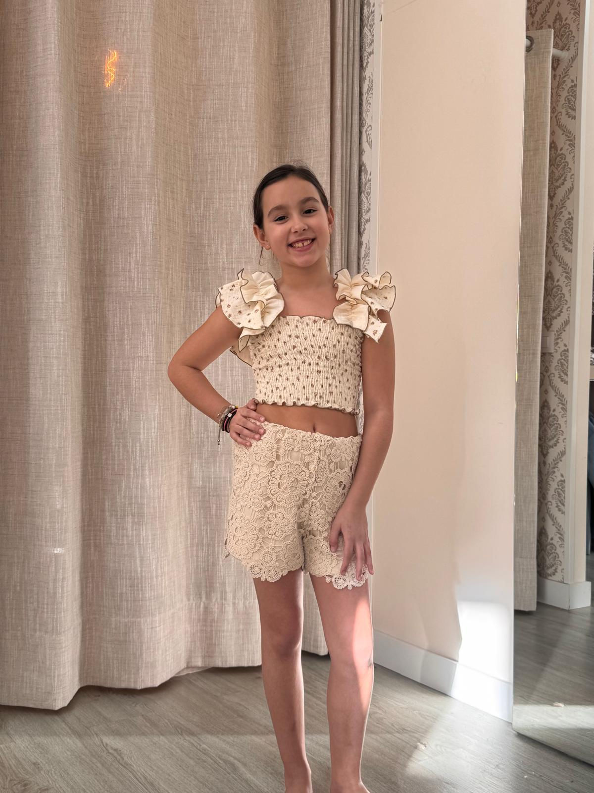 SHORT CROCHE Y TOP FLORES BELLA BIMBA 