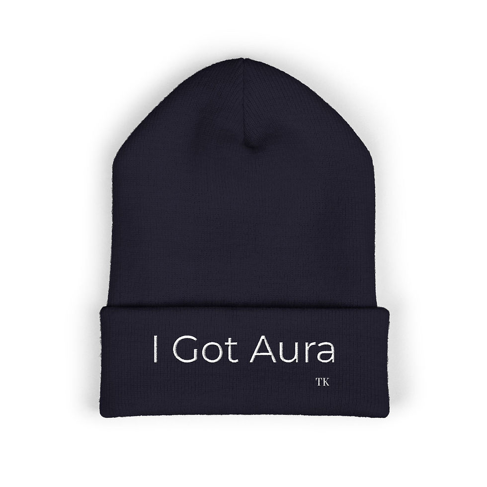 Thumbnail: I Got Aura Cuffed Beanie, Winter Hat, Embroidered Knit Cap, Unisex Beanie