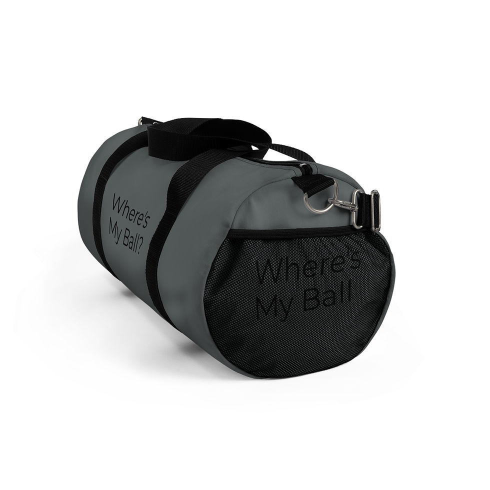 Thumbnail: "Where's My Ball?" Dark Gray Duffel Bag, Gym Bag, Travel Bag, Unisex 