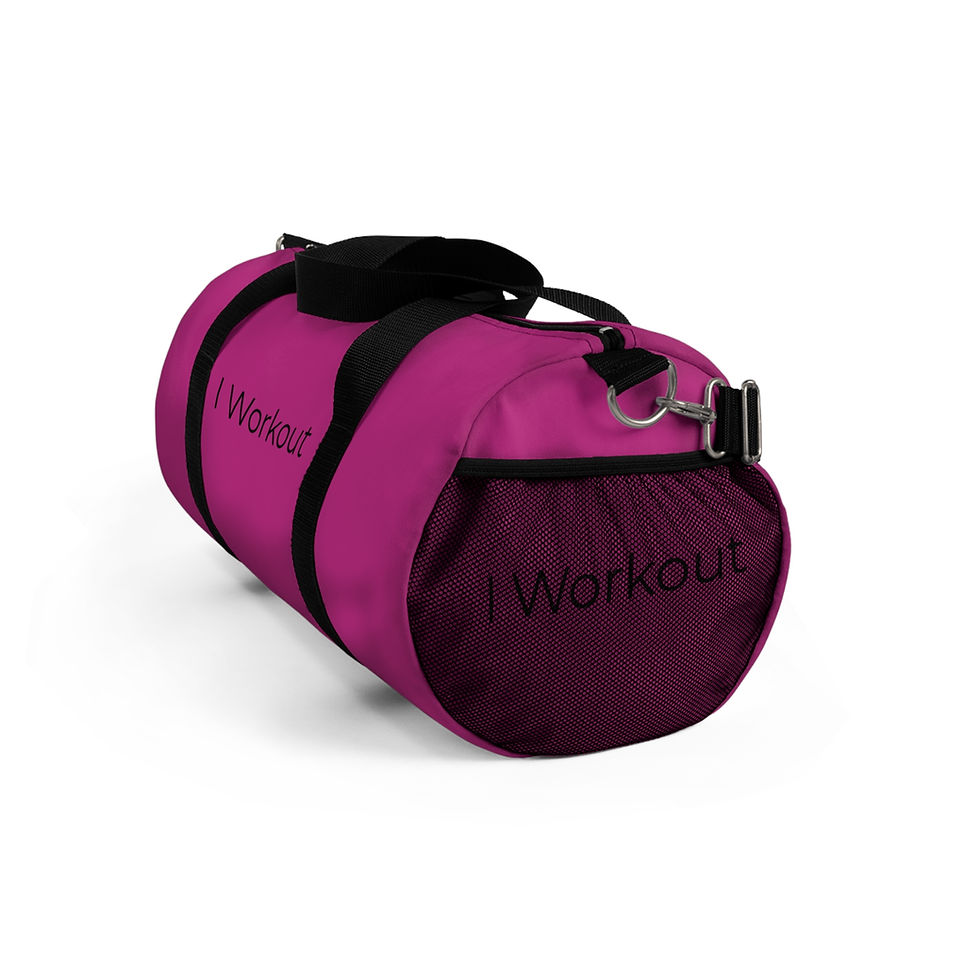 Thumbnail: "I Workout" Pink Duffel Bag, Gym Bag, Travel Bag, Unisex 