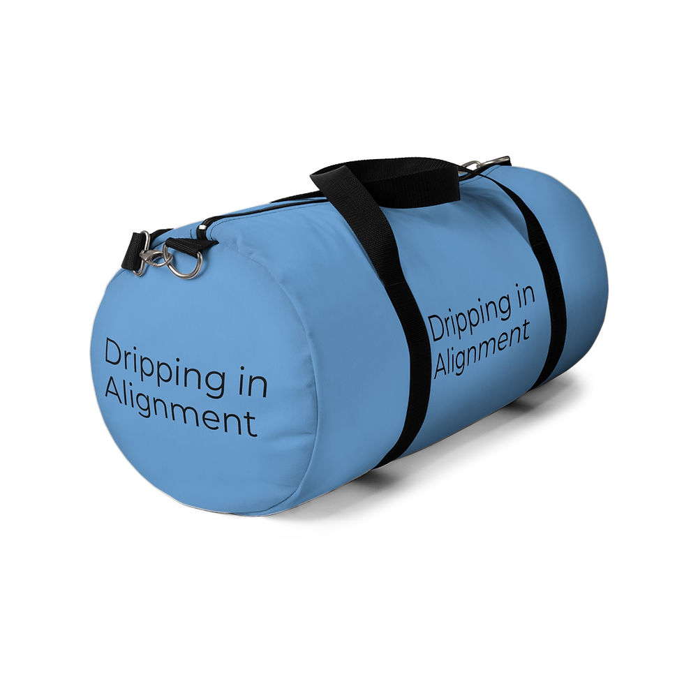 Thumbnail: "Dripping in Alignment" Light Blue Duffel Bag, Gym Bag, Travel Bag, Unisex 
