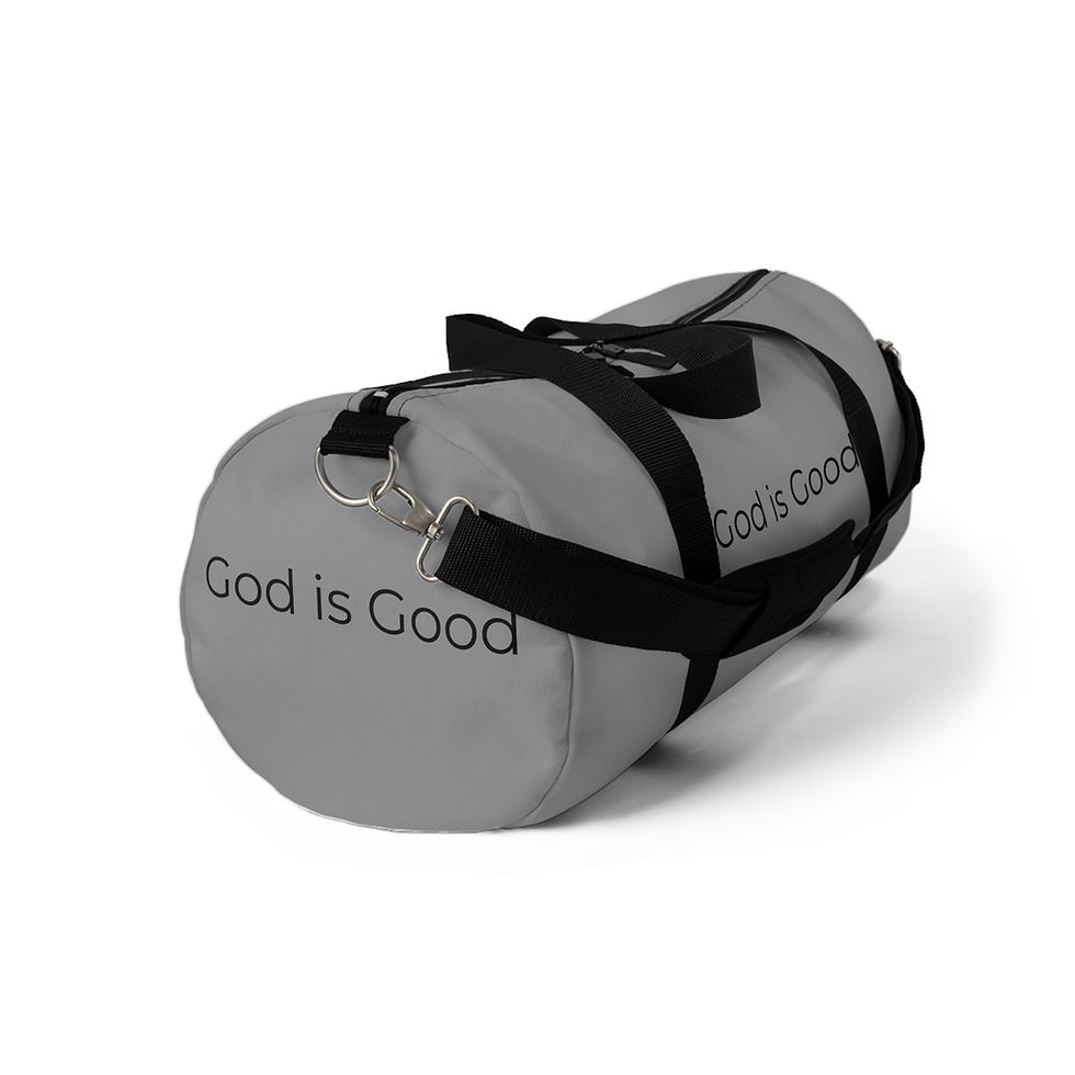 Thumbnail: "God is Good" Gray Duffel Bag, Gym Bag, Travel Bag, Unisex 