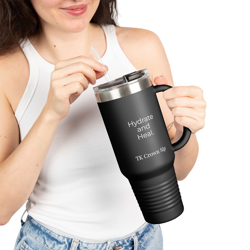 Thumbnail: 40oz Tumbler - "Hydrate and Heal" TK Crown Sip Insulated Stainless Steel Mug 