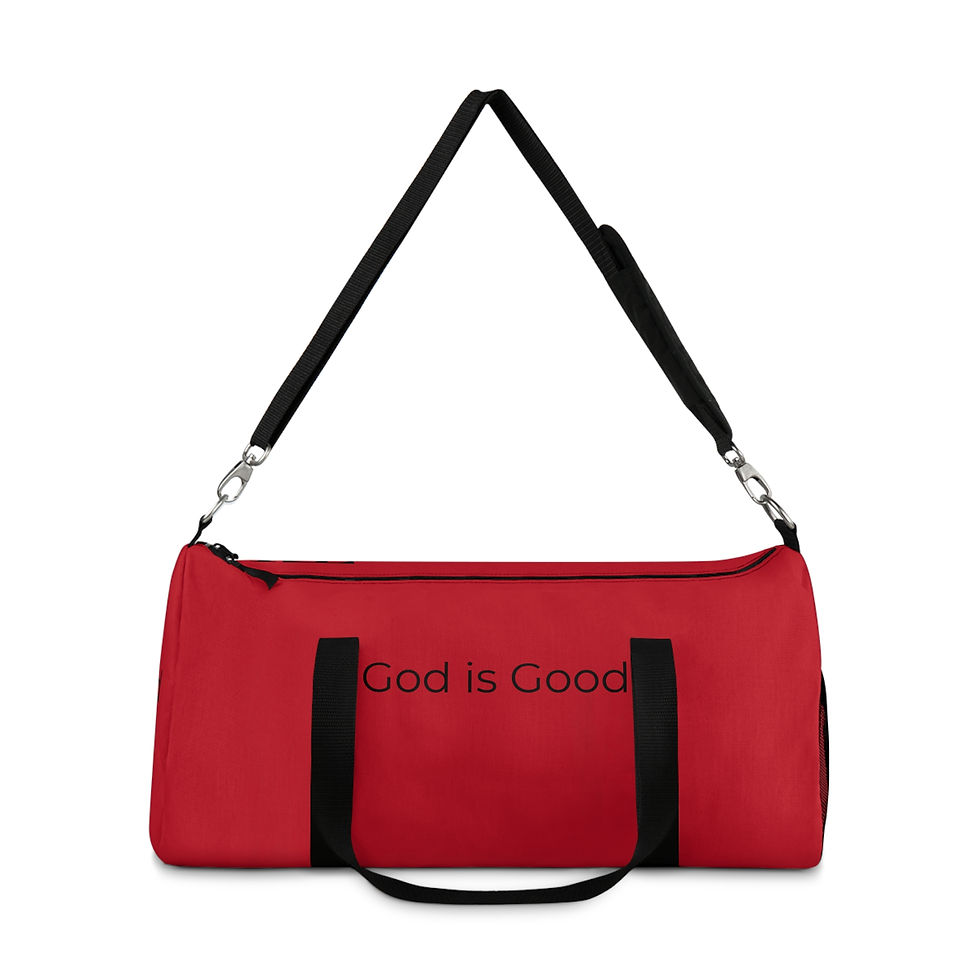 Thumbnail: "God is Good" Dark Red Duffel Bag, Gym Bag, Travel Bag, Unisex 