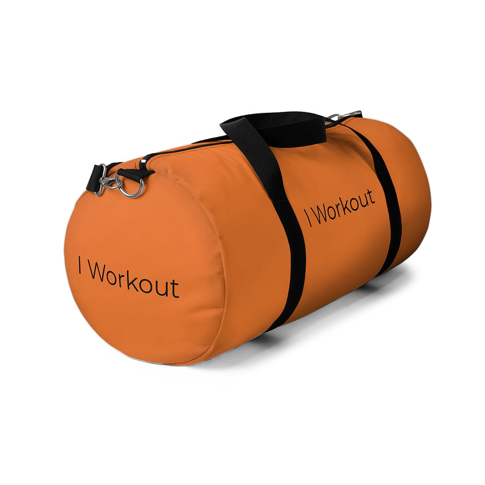 Thumbnail: "I Workout" Light Orange Duffel Bag, Gym Bag, Travel Bag, Unisex 