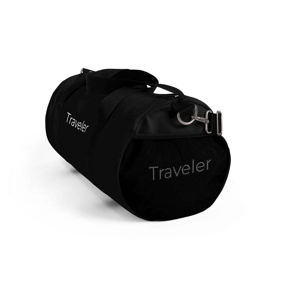 Thumbnail: "Traveler" Black Duffel Bag, Gym Bag, Travel Bag, Unisex 