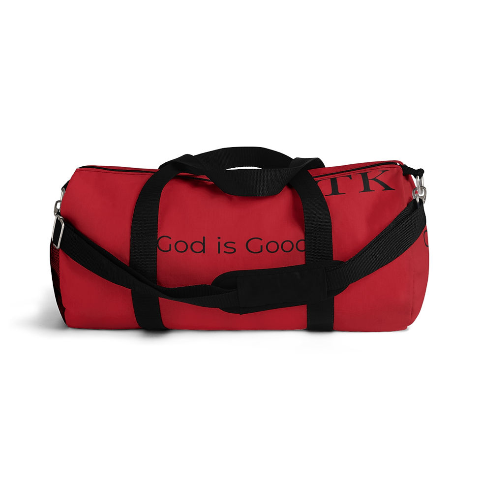 Thumbnail: "God is Good" Dark Red Duffel Bag, Gym Bag, Travel Bag, Unisex 