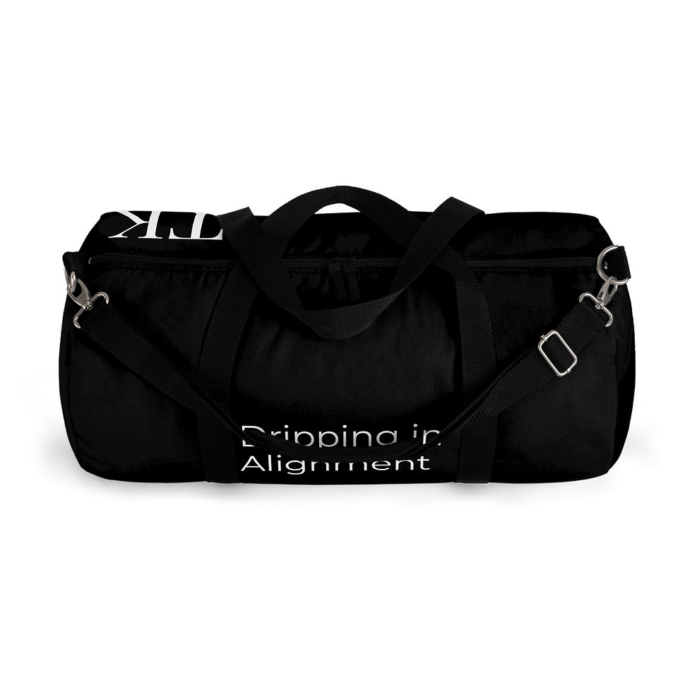 Thumbnail: "Dripping in Alignment" Black Duffel Bag, Gym Bag, Travel Bag, Unisex 