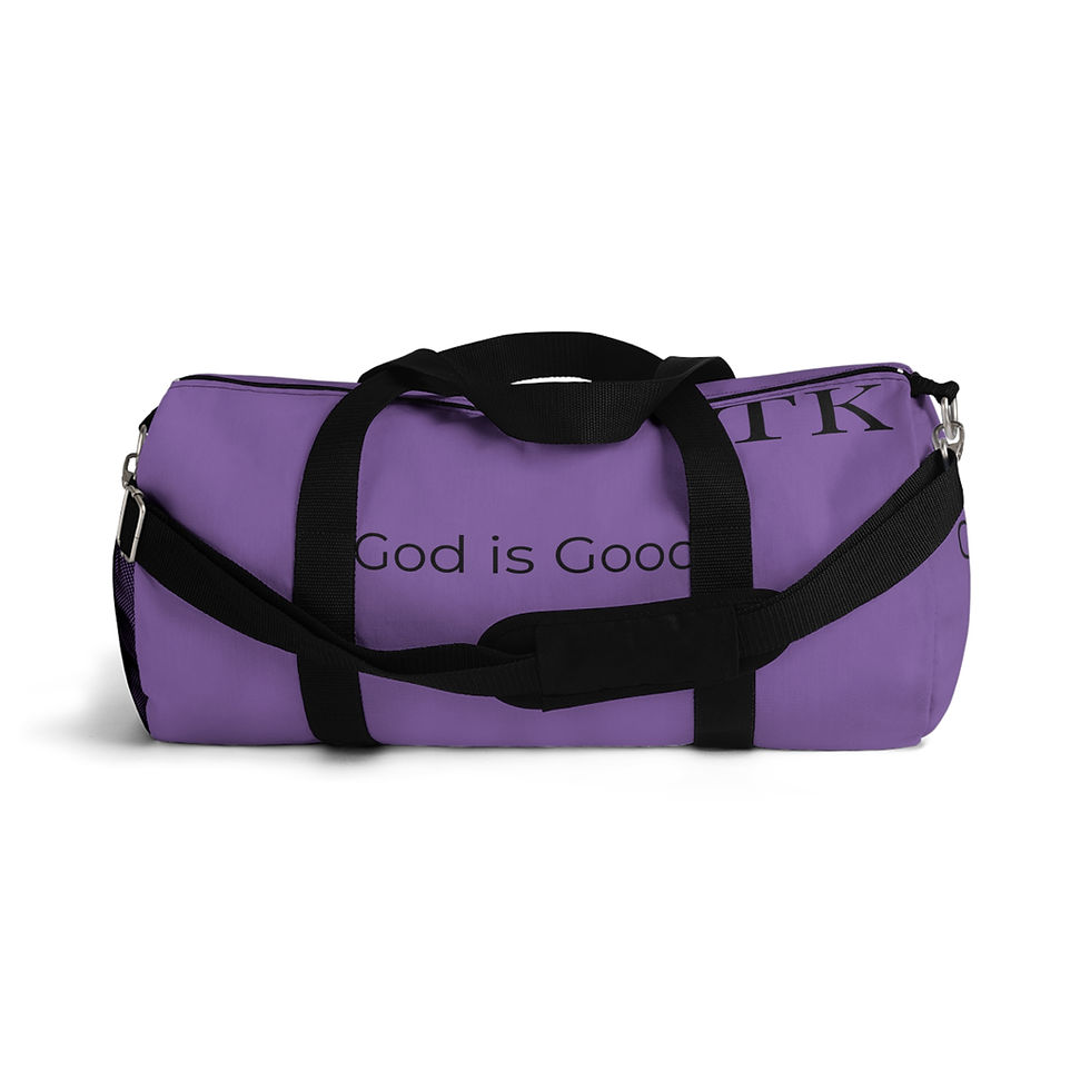 Thumbnail: "God is Good" Purple Duffel Bag, Gym Bag, Travel Bag, Unisex 
