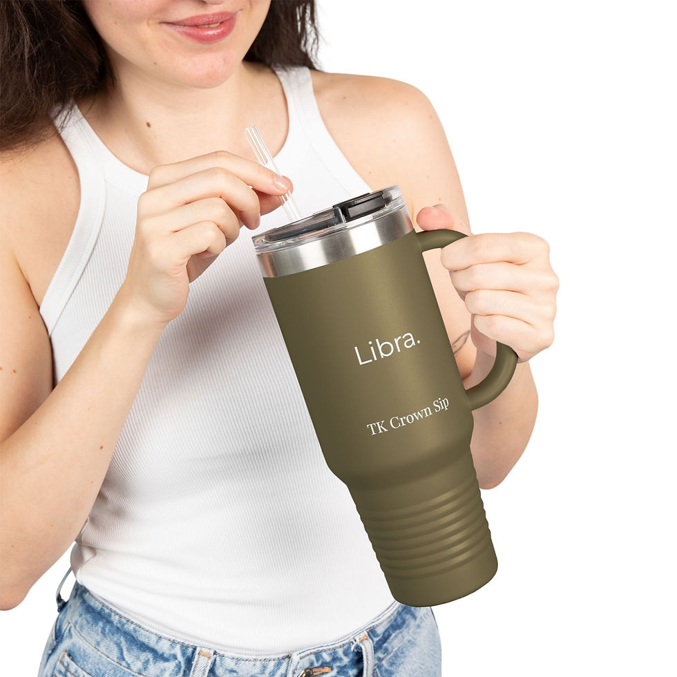 Thumbnail: 40oz Motivational Tumbler - "Libra." TK Crown Sip Insulated Stainless Steel Mug 