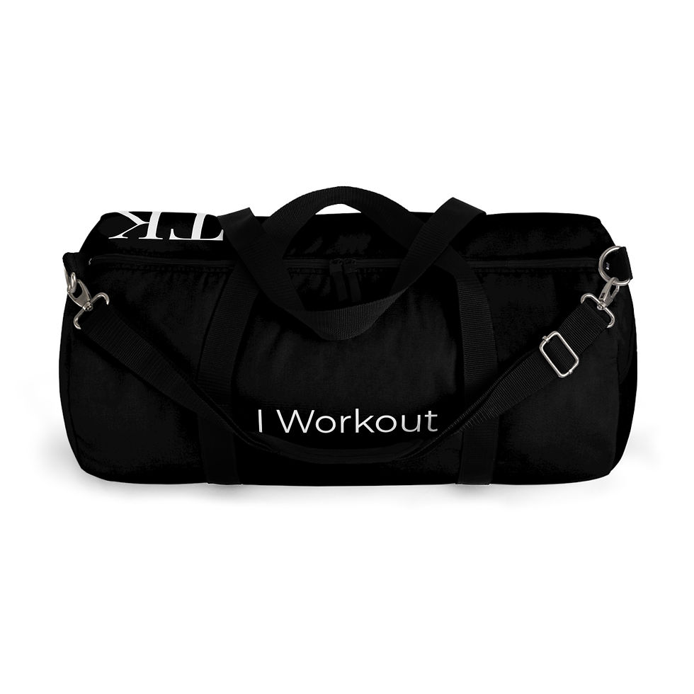 Thumbnail: "I Workout" Black Duffel Bag, Gym Bag, Travel Bag, Unisex 