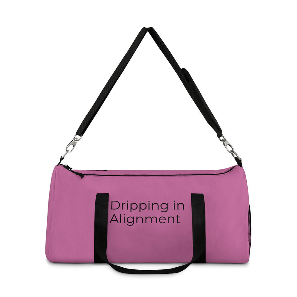 Thumbnail: "Dripping in Alignment" Pink Duffel Bag, Gym Bag, Travel Bag, Unisex 