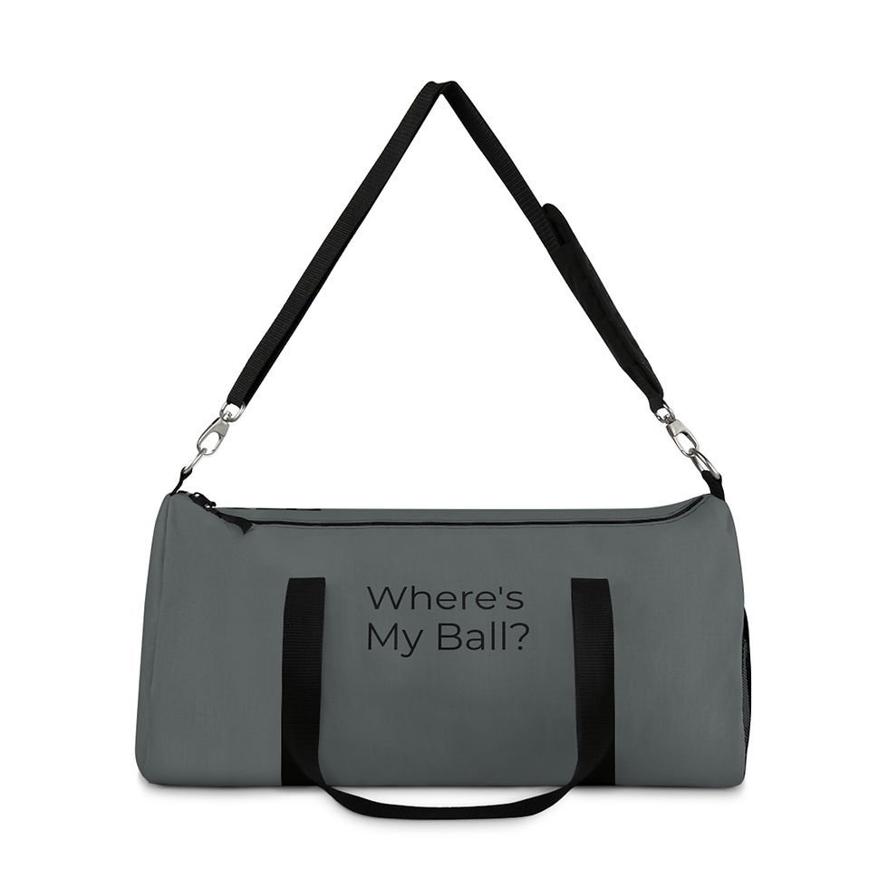 Thumbnail: "Where's My Ball?" Dark Gray Duffel Bag, Gym Bag, Travel Bag, Unisex 