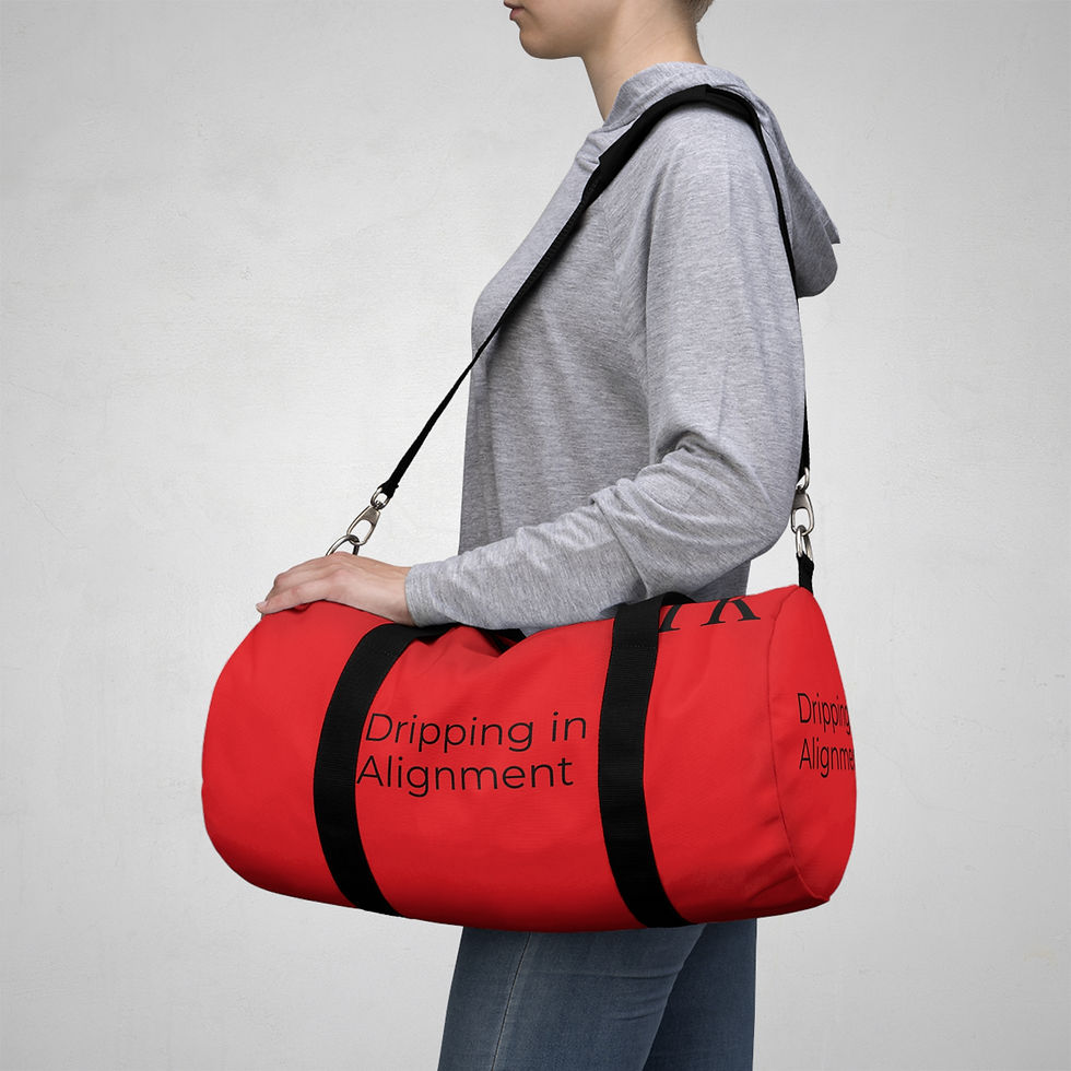 Thumbnail: "Dripping in Alignment" Red Duffel Bag, Gym Bag, Travel Bag, Unisex 