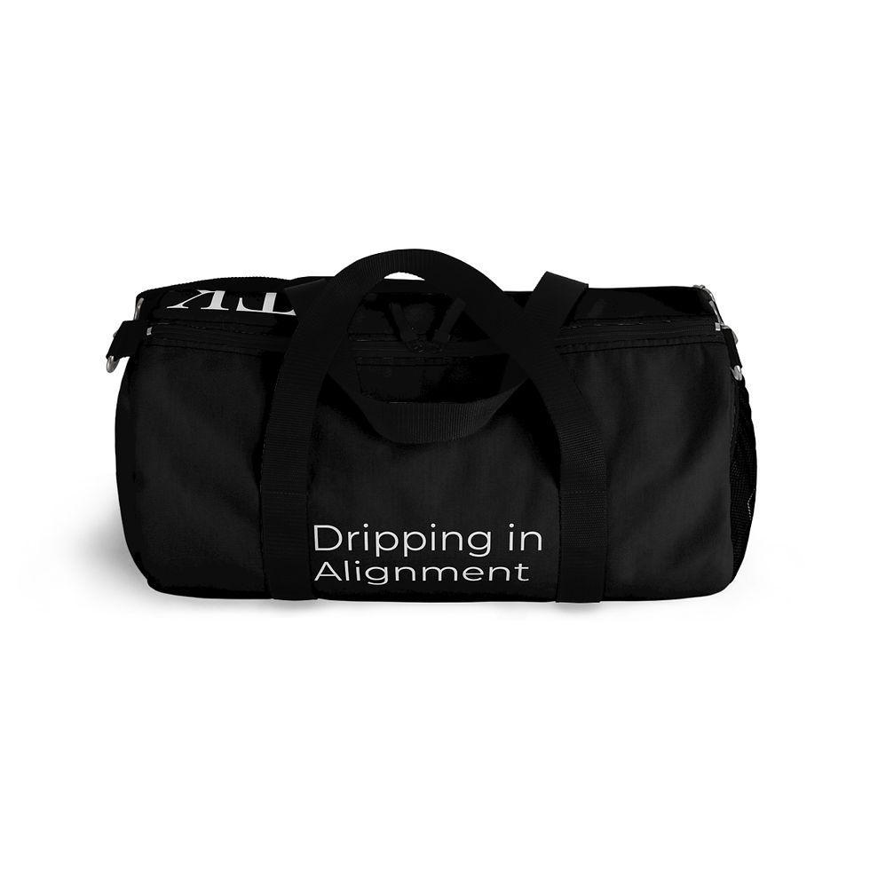 Thumbnail: "Dripping in Alignment" Black Duffel Bag, Gym Bag, Travel Bag, Unisex 