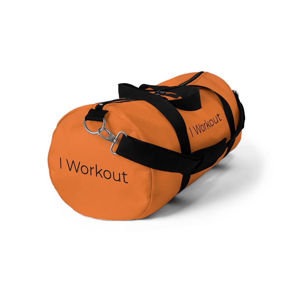 Thumbnail: "I Workout" Light Orange Duffel Bag, Gym Bag, Travel Bag, Unisex 