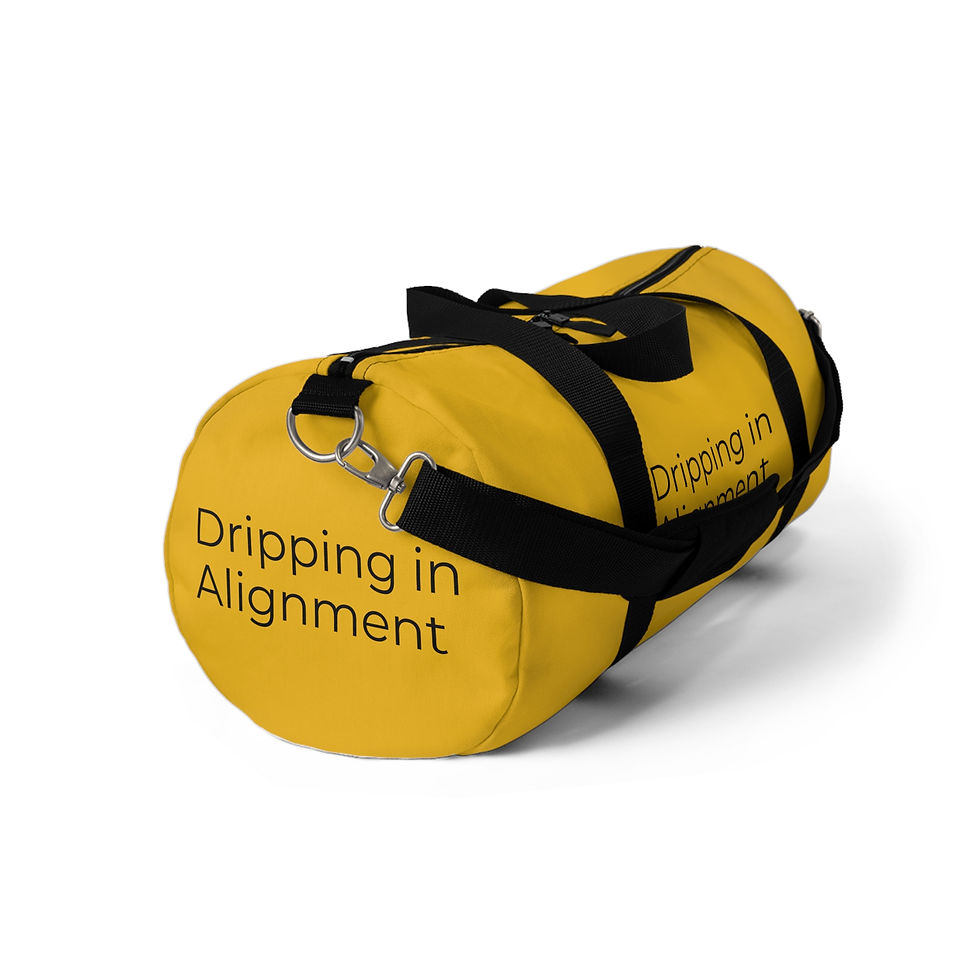 Thumbnail: "Dripping in Alignment" Yellow Duffel Bag, Gym Bag, Travel Bag, Unisex 
