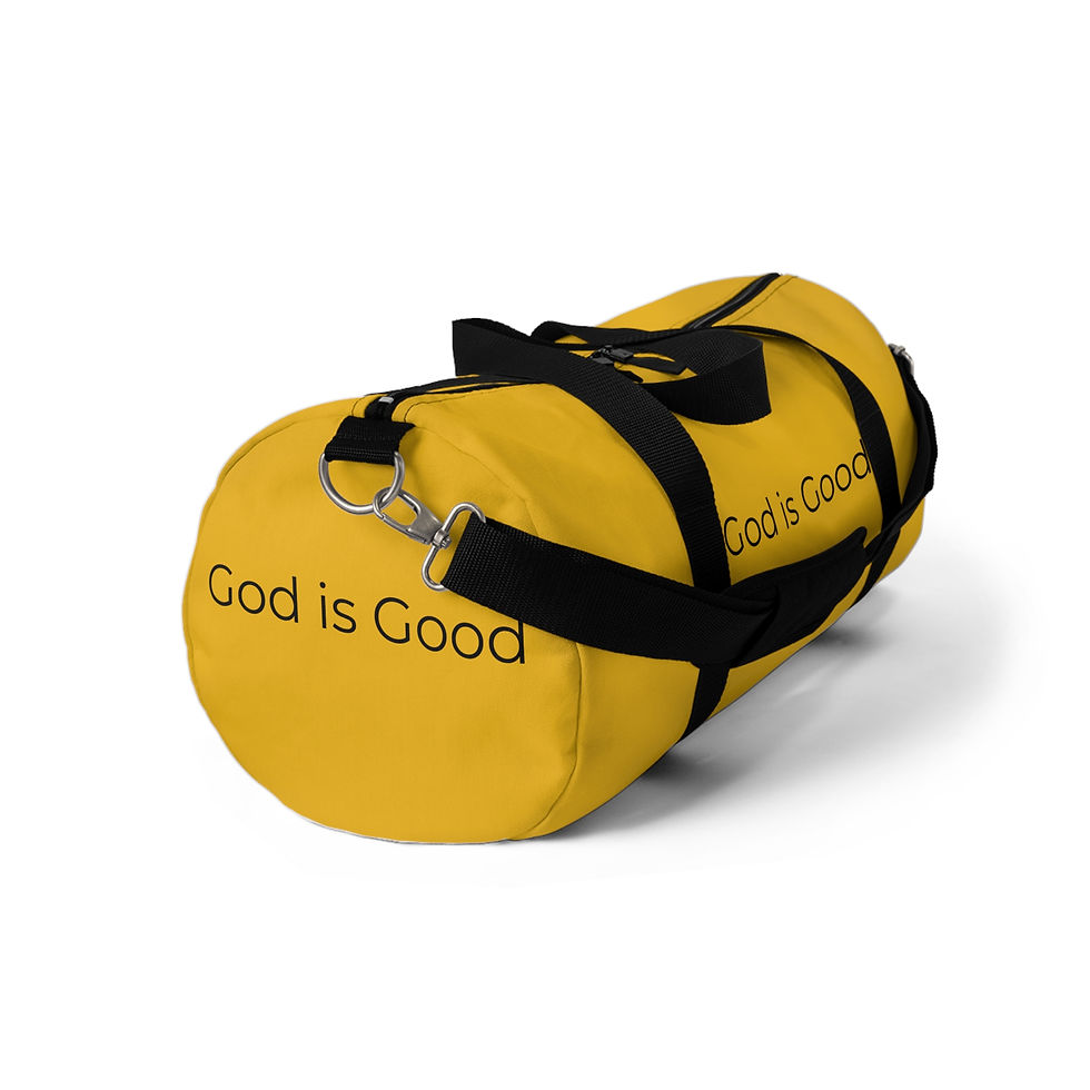 Thumbnail: "God is Good" Yellow Duffel Bag, Gym Bag, Travel Bag, Unisex 