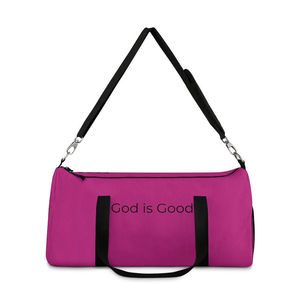 Thumbnail: "God is Good" Pink Duffel Bag, Gym Bag, Travel Bag, Unisex 