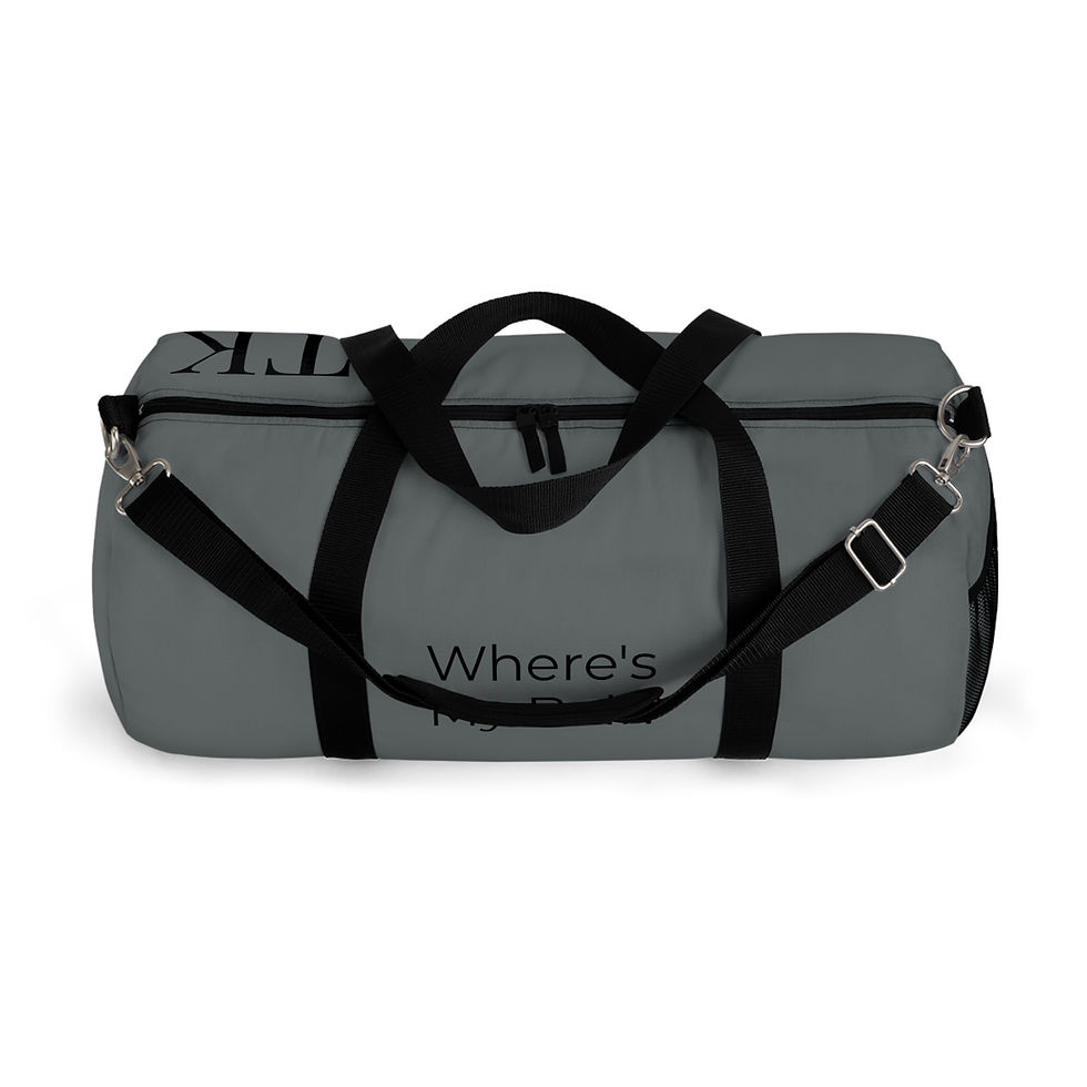 Thumbnail: "Where's My Ball?" Dark Gray Duffel Bag, Gym Bag, Travel Bag, Unisex 