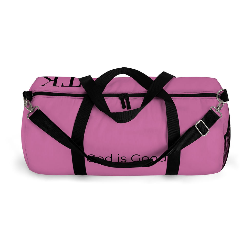 Thumbnail: "God is Good" Light Pink Duffel Bag, Gym Bag, Travel Bag, Unisex 