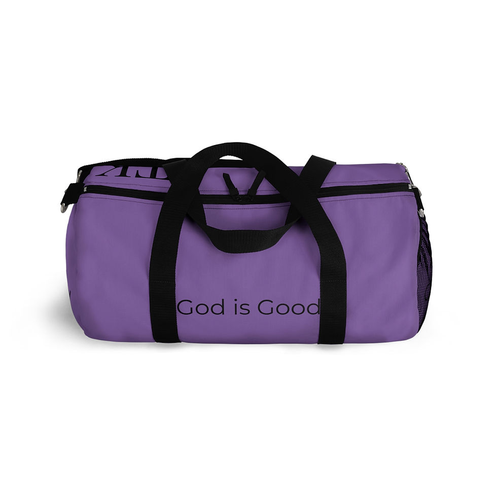 Thumbnail: "God is Good" Purple Duffel Bag, Gym Bag, Travel Bag, Unisex 