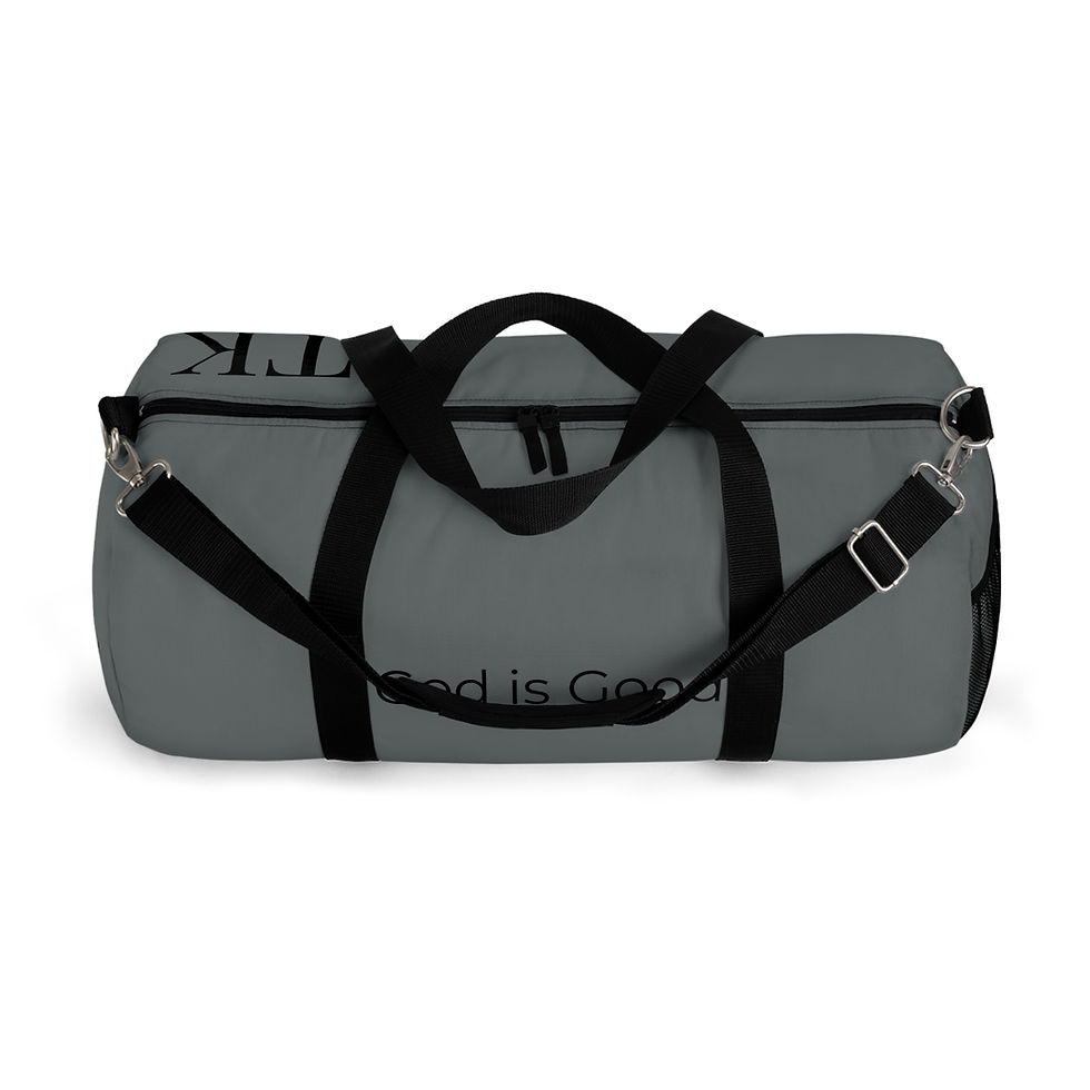 Thumbnail: "God is Good" Dark Gray Duffel Bag, Gym Bag, Travel Bag, Unisex 