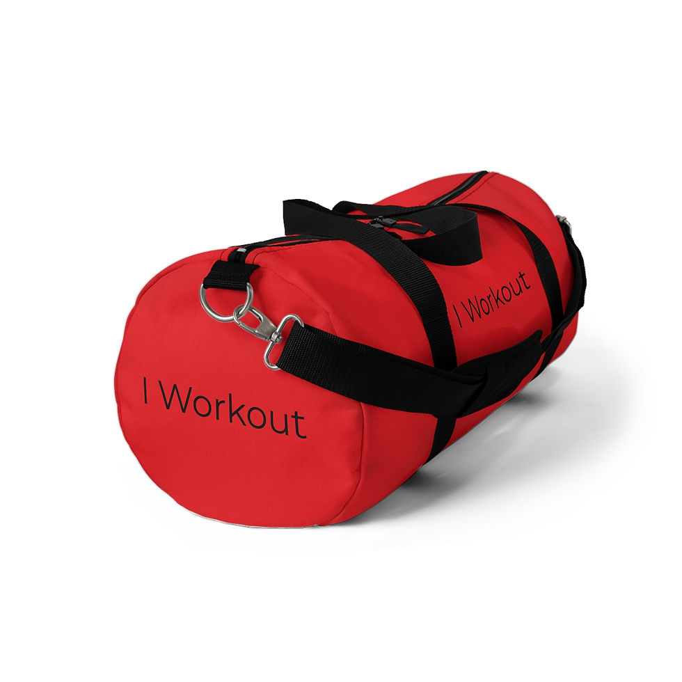Thumbnail: "I Workout" Red Duffel Bag, Gym Bag, Travel Bag, Unisex 