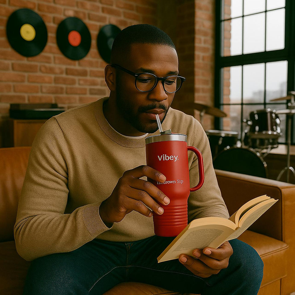 Thumbnail: 40oz Motivational Tumbler - "Vibey" TK Crown Sip Insulated Stainless Steel Mug 