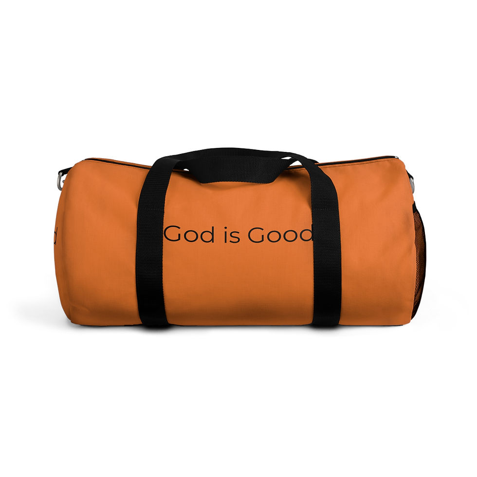 Thumbnail: "God is Good" Light Orange Duffel Bag, Gym Bag, Travel Bag, Unisex 