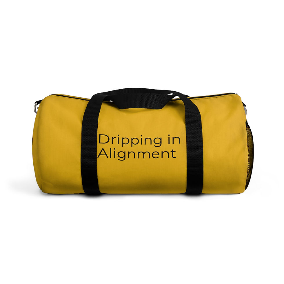 Thumbnail: "Dripping in Alignment" Yellow Duffel Bag, Gym Bag, Travel Bag, Unisex 