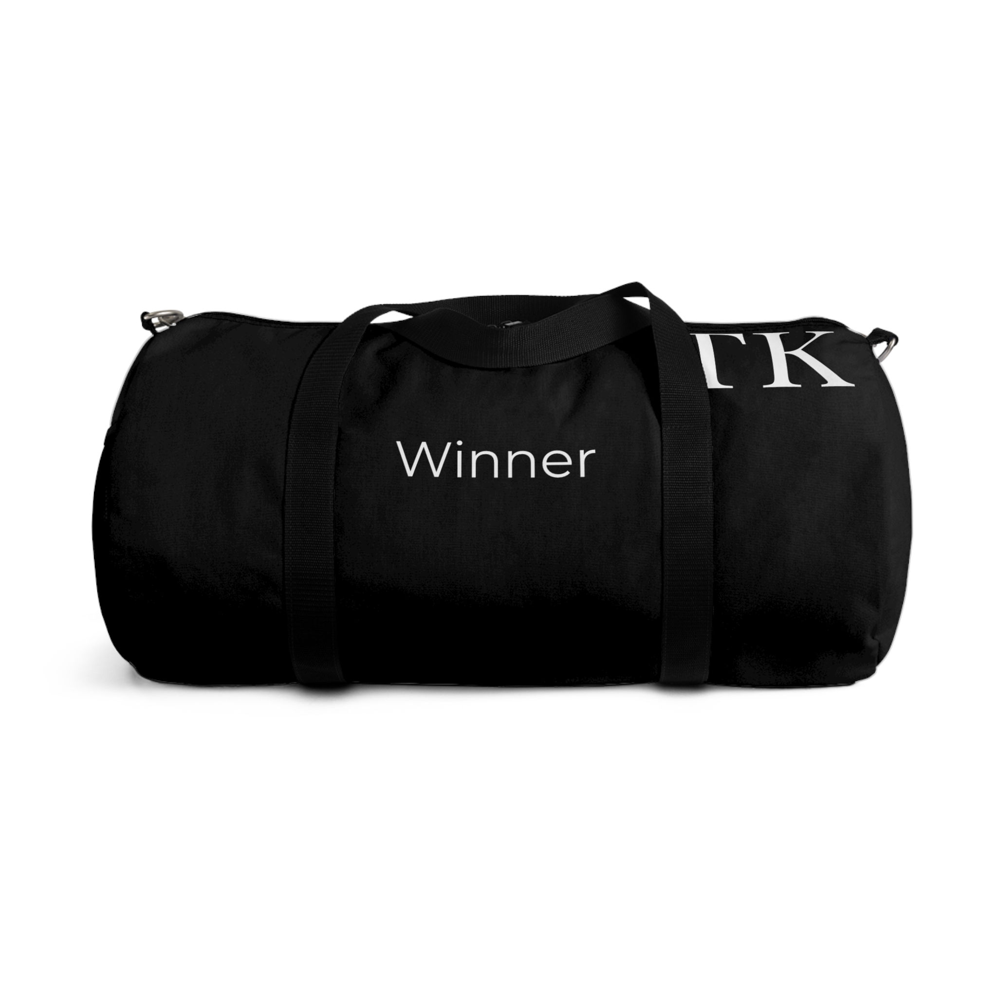 "Winner" Black Duffel Bag, Gym Bag, Travel Bag, Unisex