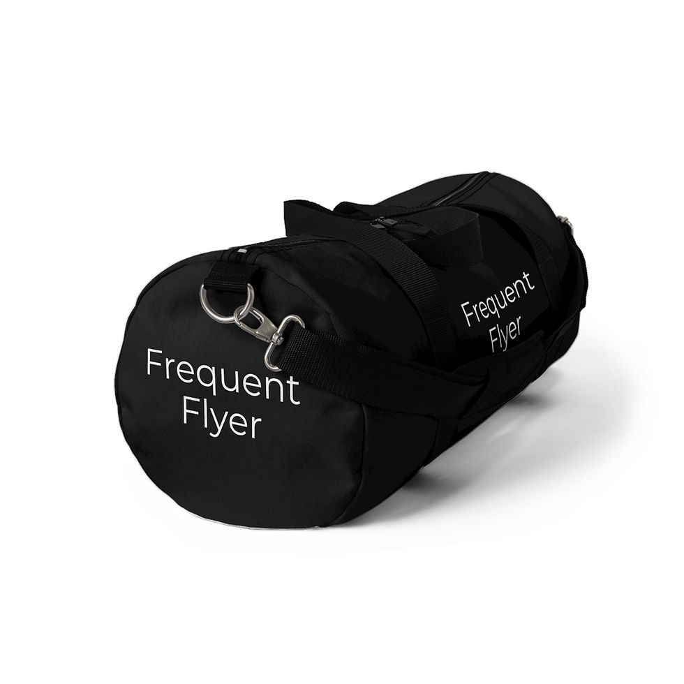 Thumbnail: "Frequent Flyer" Black Duffel Bag, Gym Bag, Travel Bag, Unisex 