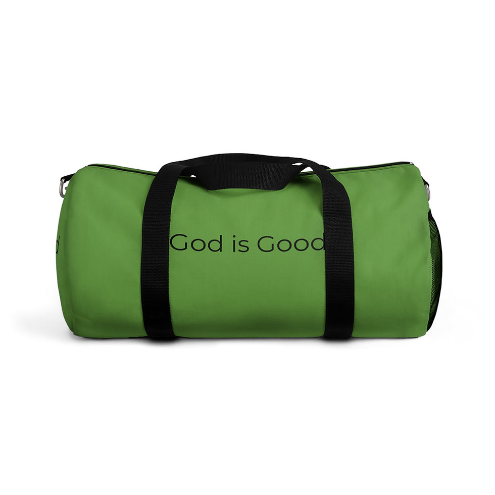 Thumbnail: "God is Good" Green Duffel Bag, Gym Bag, Travel Bag, Unisex 
