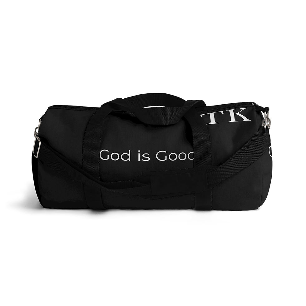 Thumbnail: "God is Good" Black Duffel Bag, Gym Bag, Travel Bag, Unisex 
