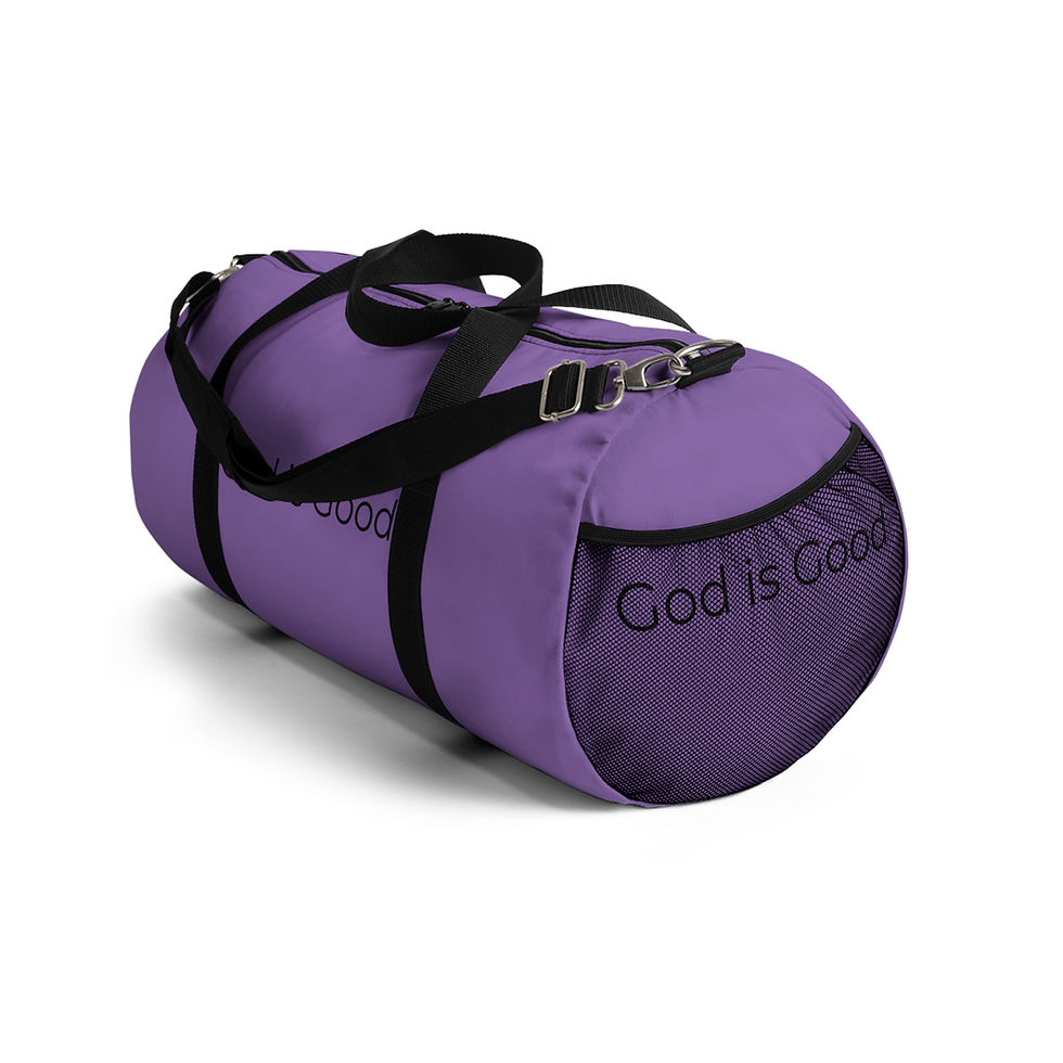 Thumbnail: "God is Good" Purple Duffel Bag, Gym Bag, Travel Bag, Unisex 
