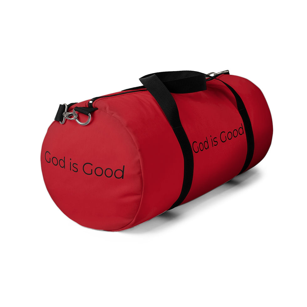 Thumbnail: "God is Good" Dark Red Duffel Bag, Gym Bag, Travel Bag, Unisex 