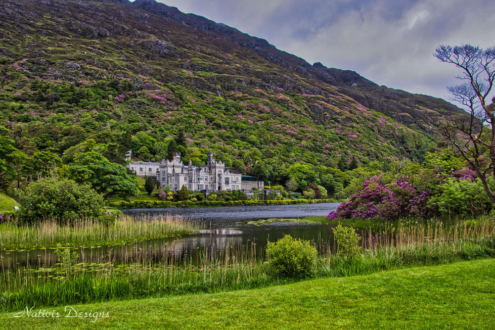 beautiful Kylemore Abby in Galway Ireland nestled in the picturesque landscape of scenic mountains and lakes