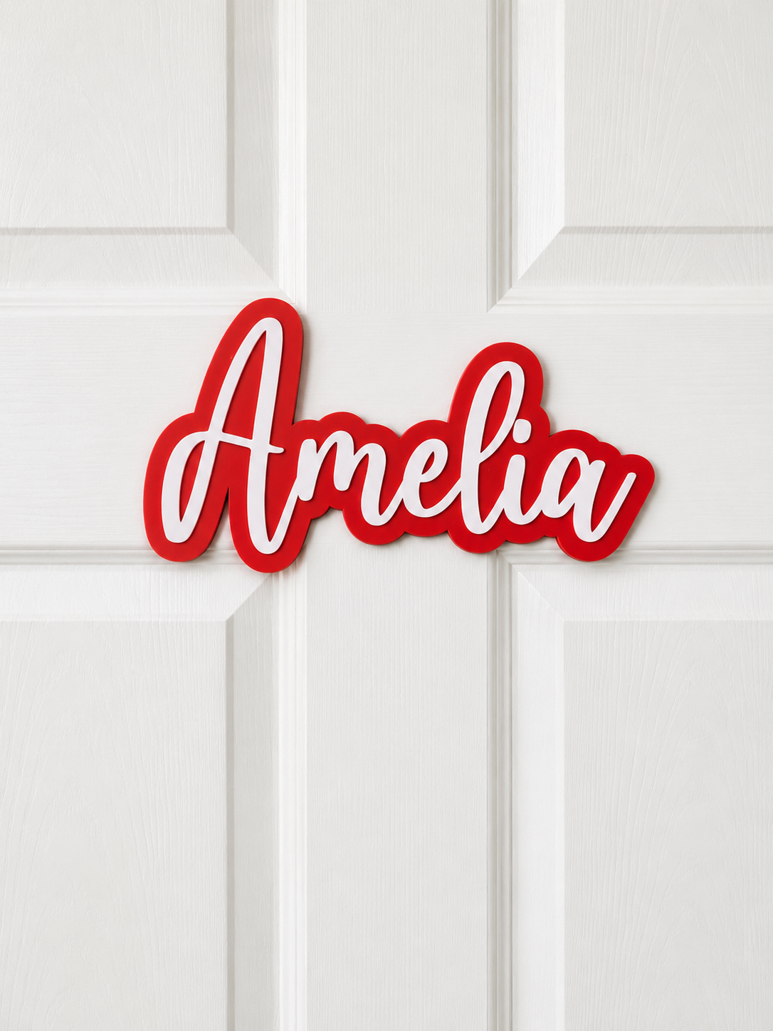 Personalised script acrylic name sign mounted
