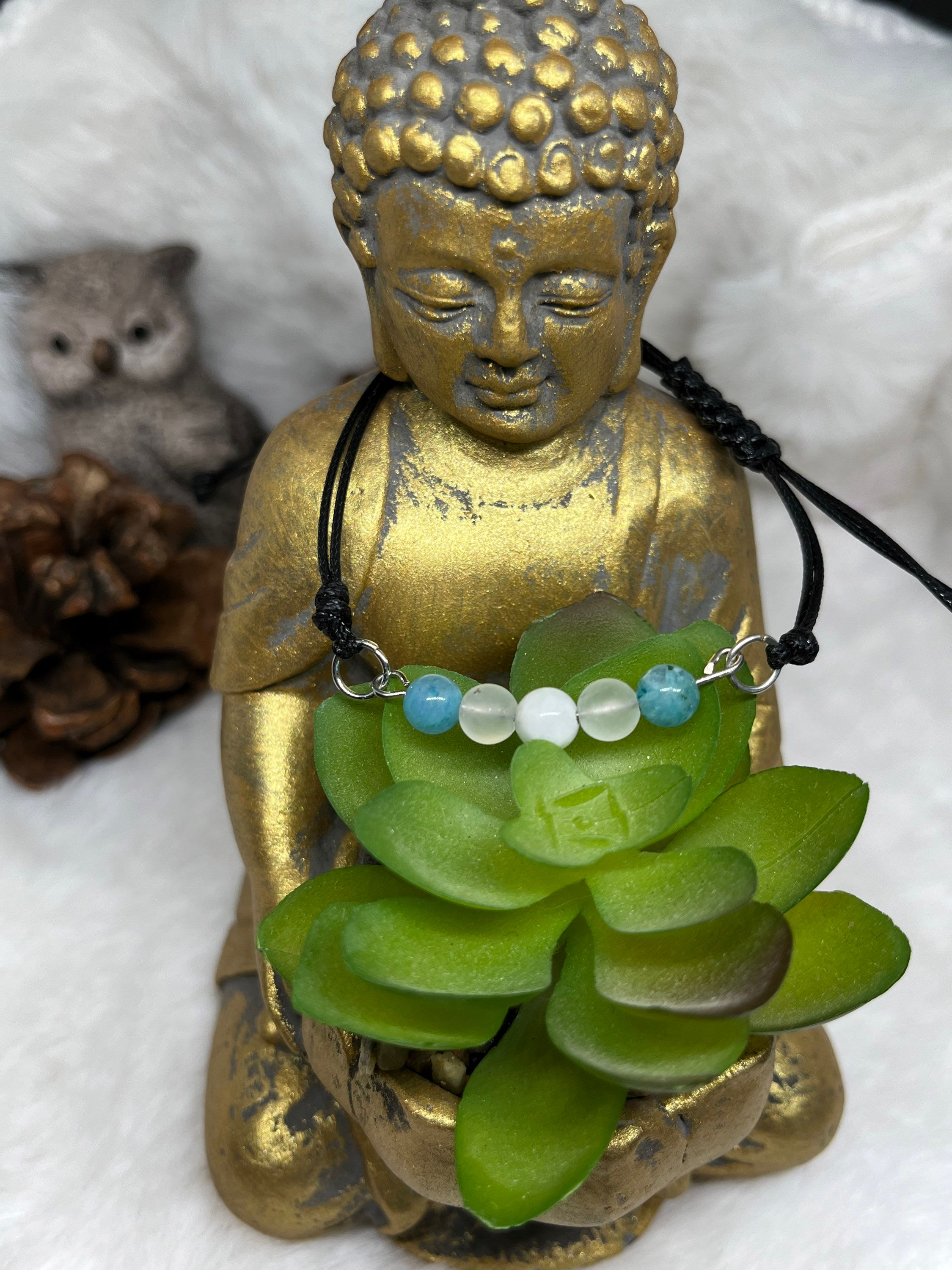 Bracelet réglable Hemimorphite & Cristal de roche