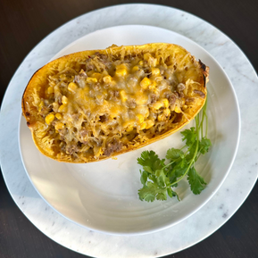 Spaghetti Squash Burrito Boat