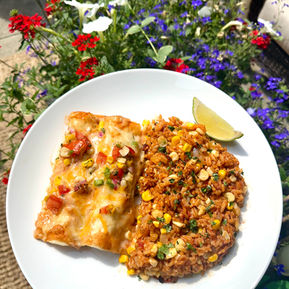 Chicken Enchiladas & Mexican Rice