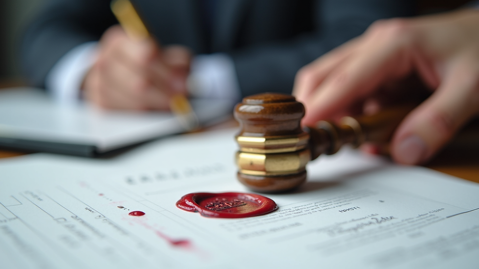 Close-up view of a notary stamp and seal on a legal document