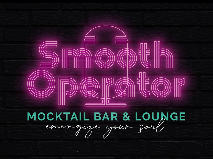 Smooth Operator Logo with neon pink light on a dark brick background